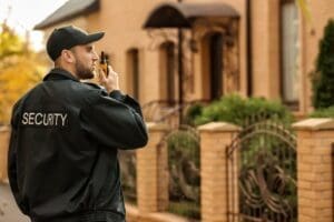 Security guard monitoring a residential property in Downtown Seattle